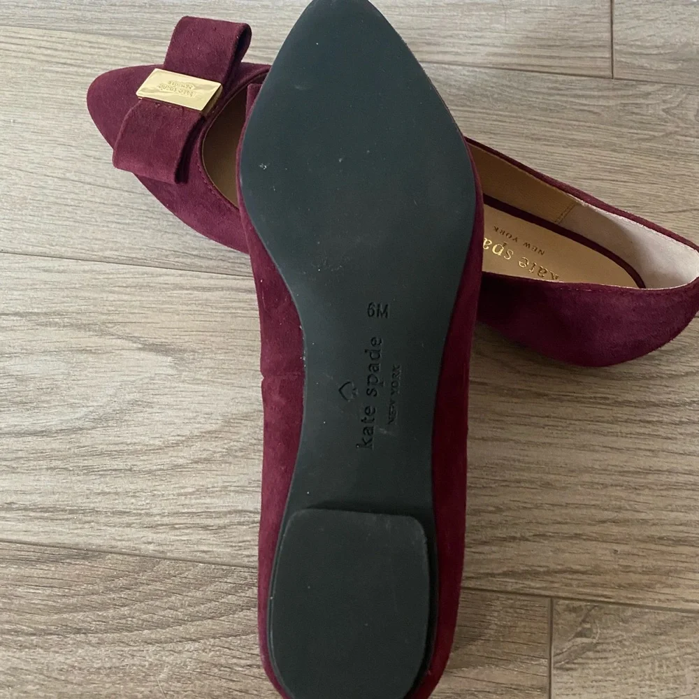 Kate Spade Norah Suede Burgundy Ballet Flats Size 6 - Picture 5 of 5